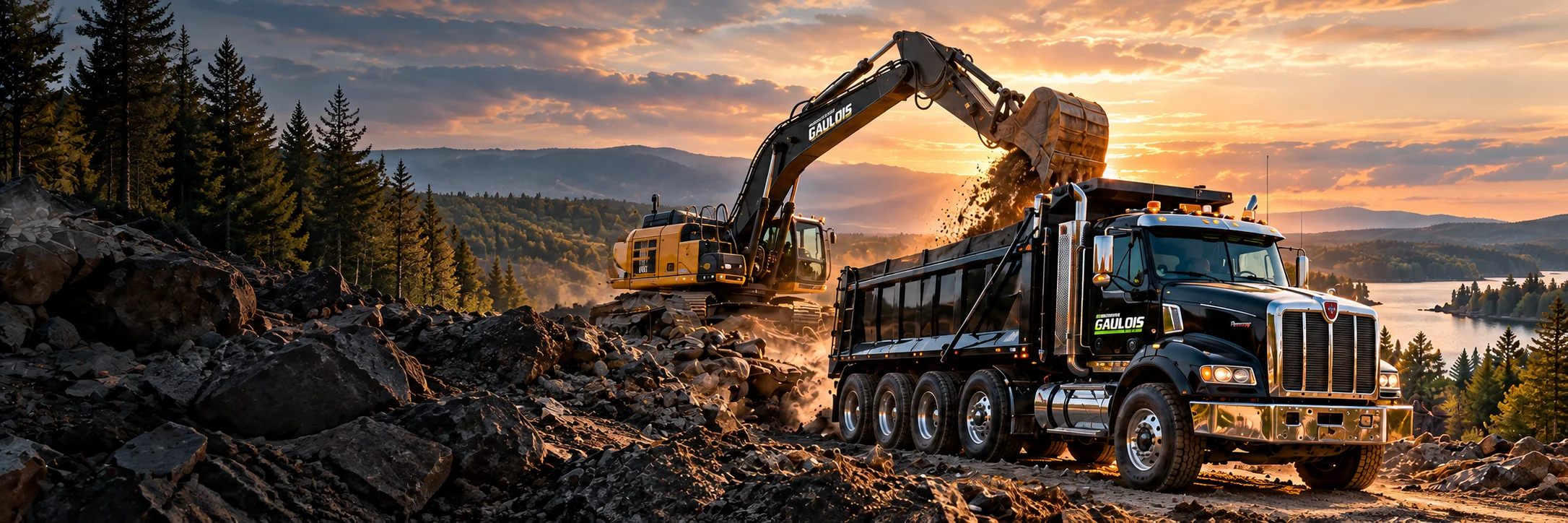 Excavation et transport — illustration de présentation